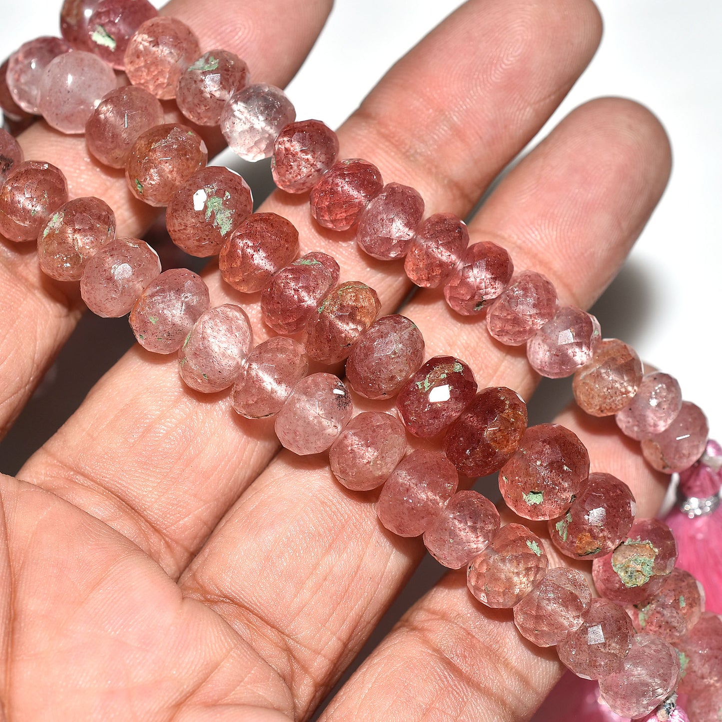 Rosy Glow Strawberry Quartz Stone Beads – Natural Love Crystal for Handmade Creations