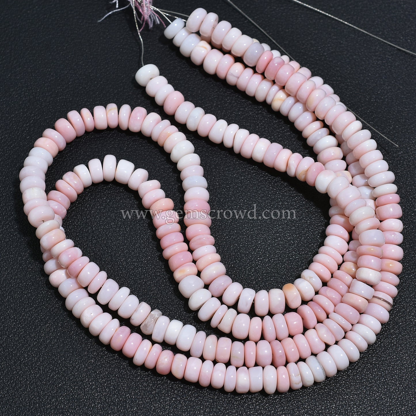AAA Quality Pink Opal Rondelle Beads| 6.5-7mm Smooth Gemstone Strand