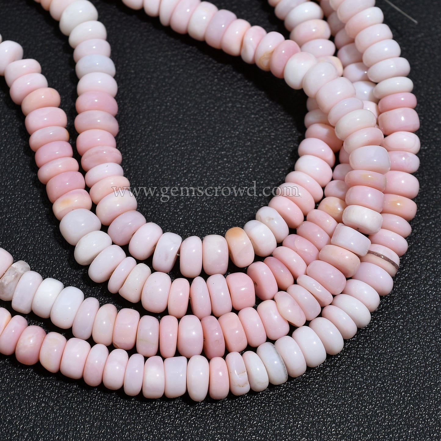 AAA Quality Pink Opal Rondelle Beads| 6.5-7mm Smooth Gemstone Strand