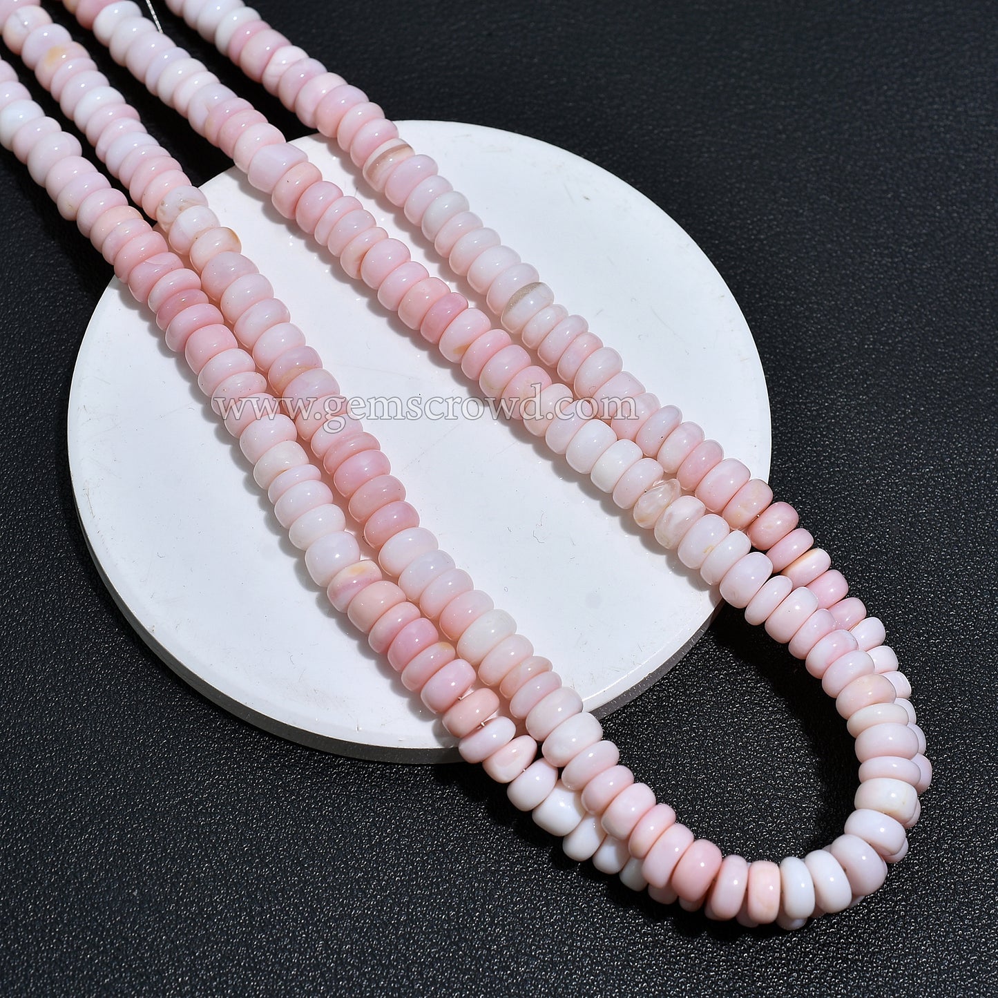 AAA Quality Pink Opal Rondelle Beads| 6.5-7mm Smooth Gemstone Strand