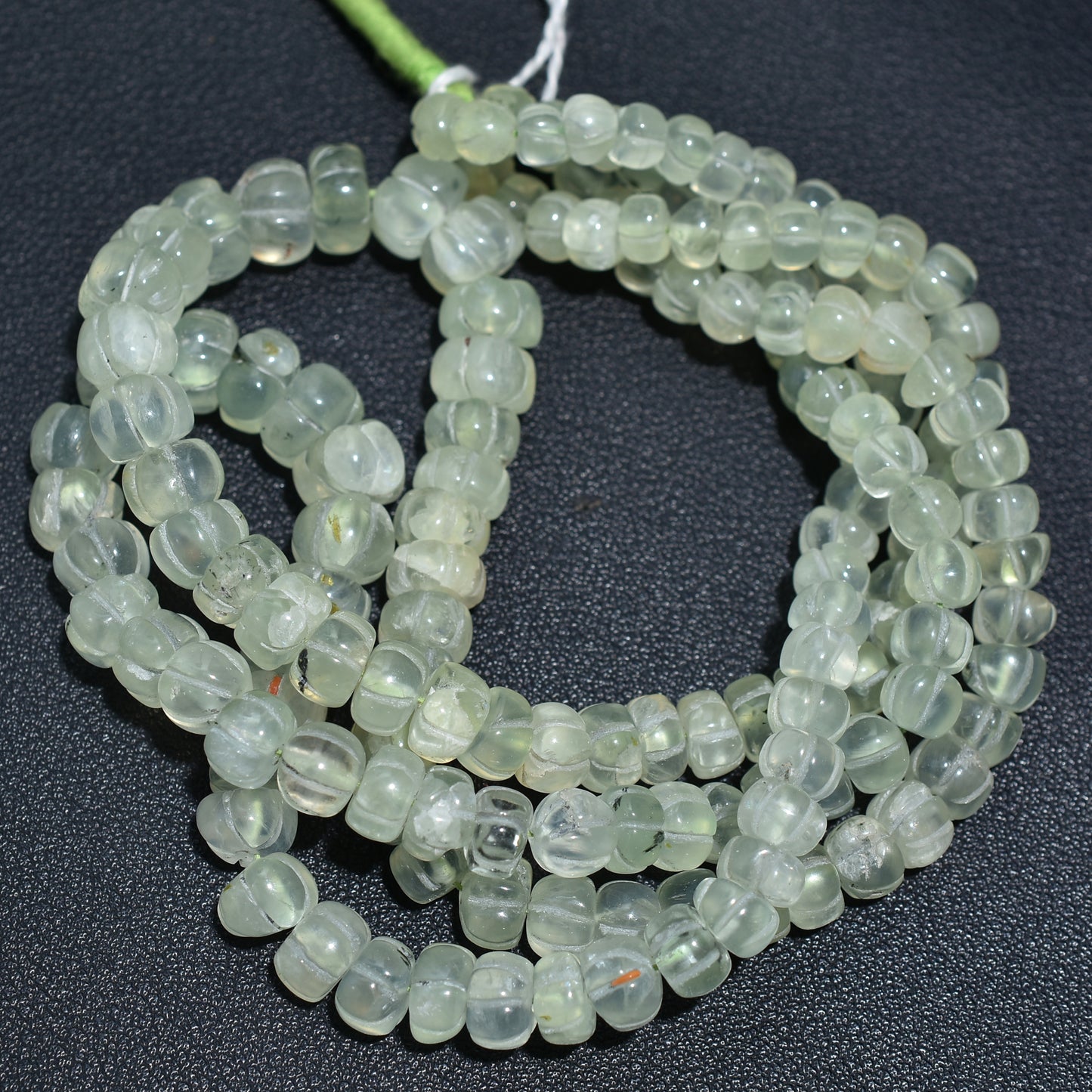 Chic Prehnite Gemstone Beads – Hand-Carved Watermelon Design Wholesale Strand For Jewelry