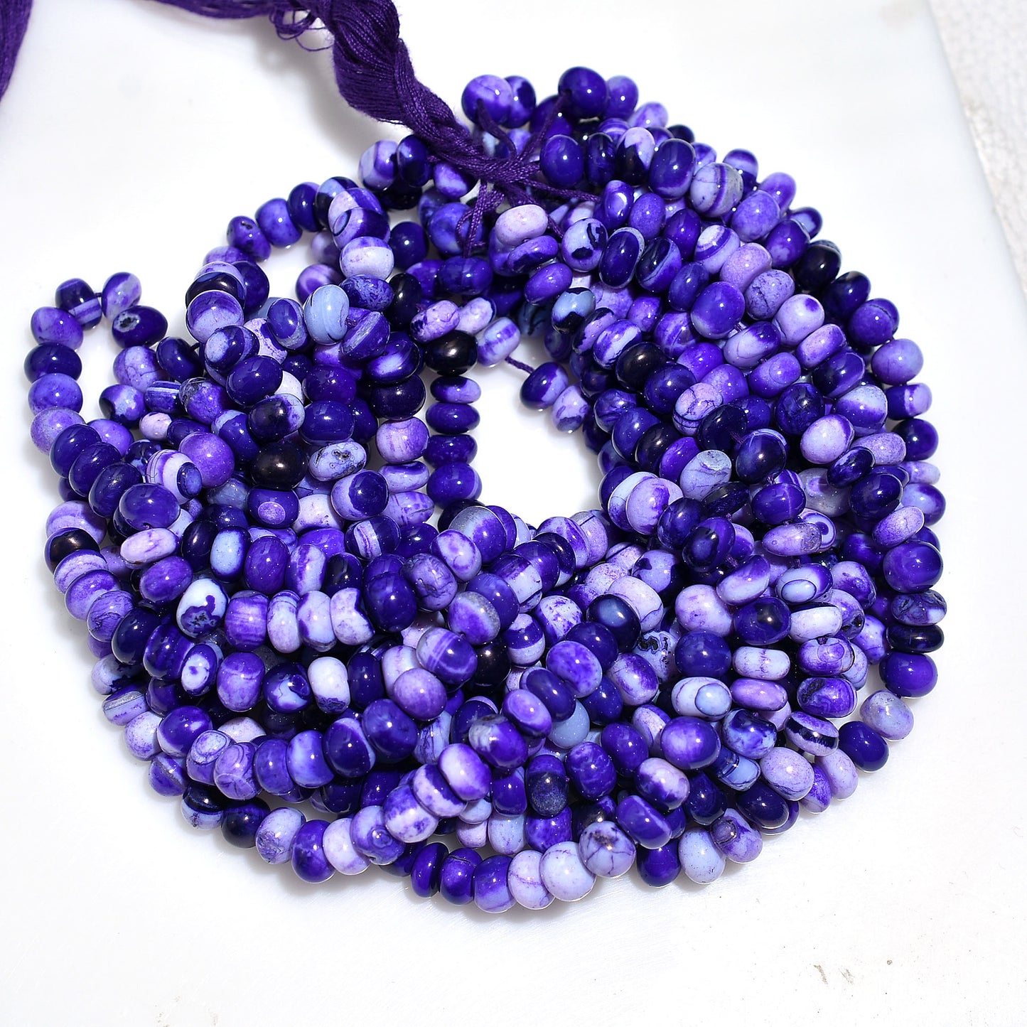Wholesale Purple Opal Smooth Rondelle Gemstone Beads – 16 Inch Strand For Craft & Jewelry