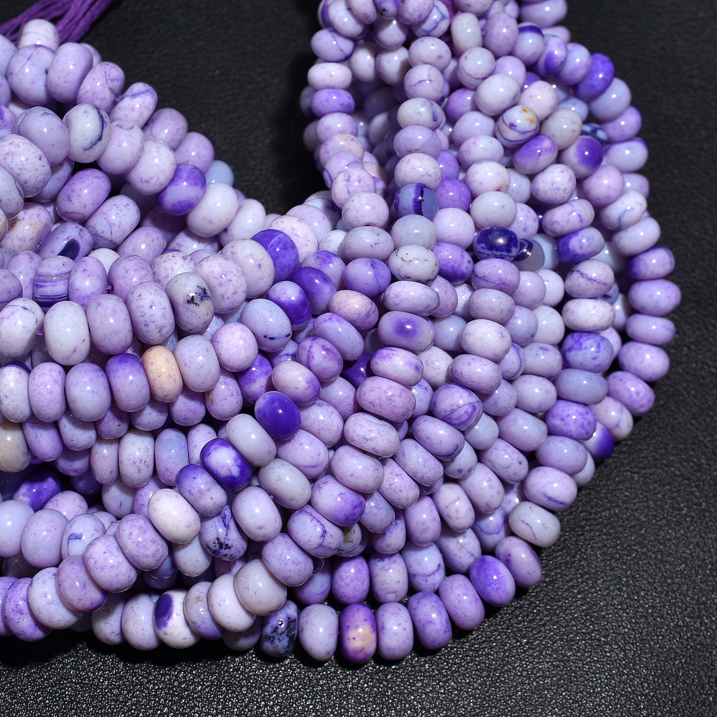 Ethereal Purple Opal Smooth Rondelle Gemstone Beads – 16 Inch Strand Wholesale For Beading & Crafts