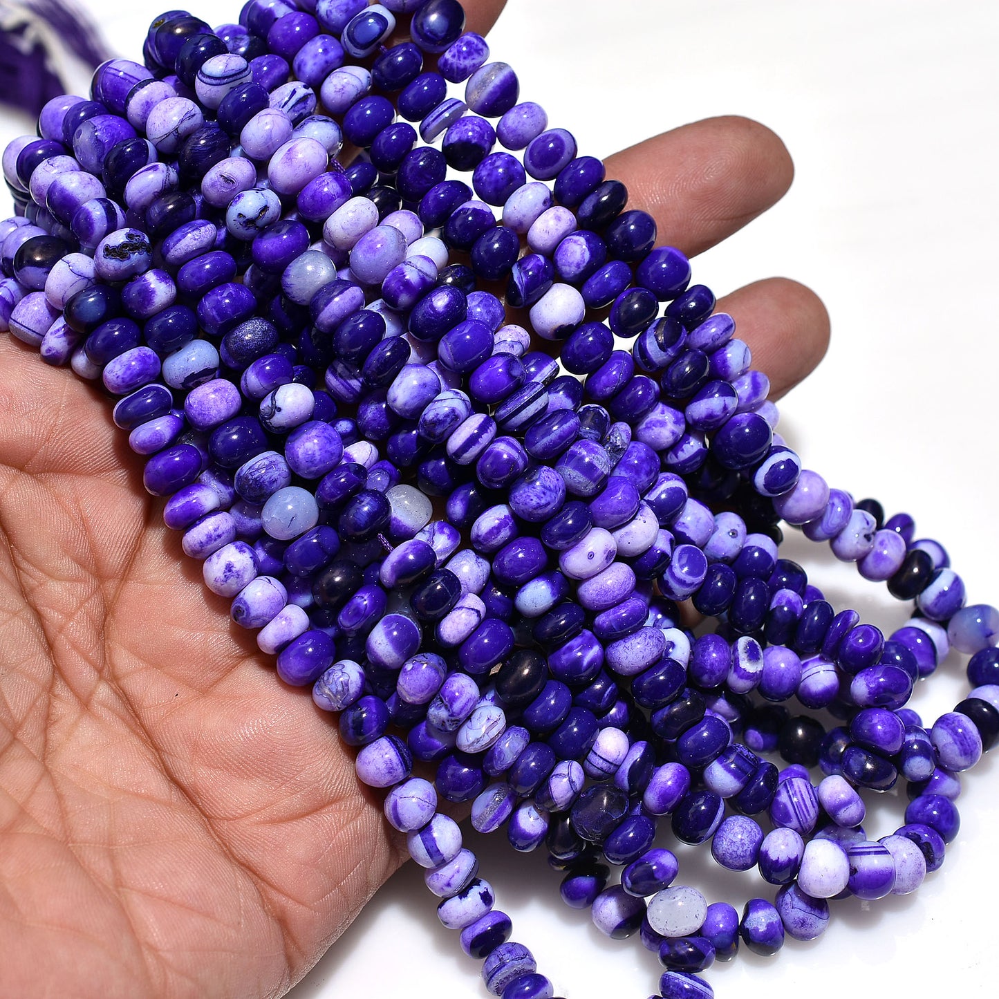 Wholesale Purple Opal Smooth Rondelle Gemstone Beads – 16 Inch Strand For Craft & Jewelry