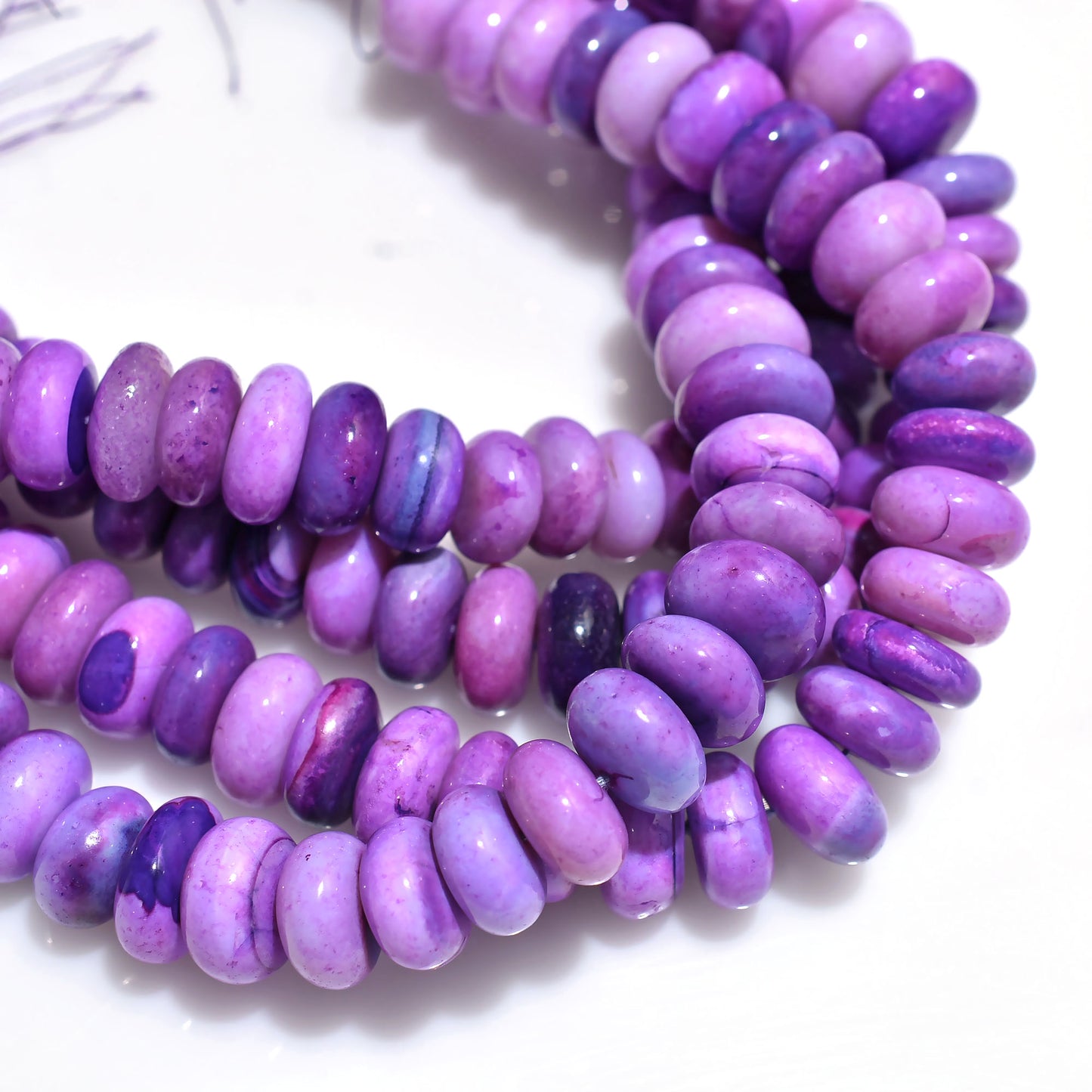 Attractive Purple Opal Rondelle Beads – Smooth Gemstone Strand for Jewelry Making