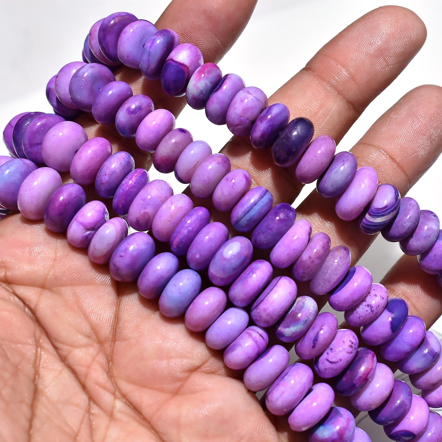 Attractive Purple Opal Rondelle Beads – Smooth Gemstone Strand for Jewelry Making