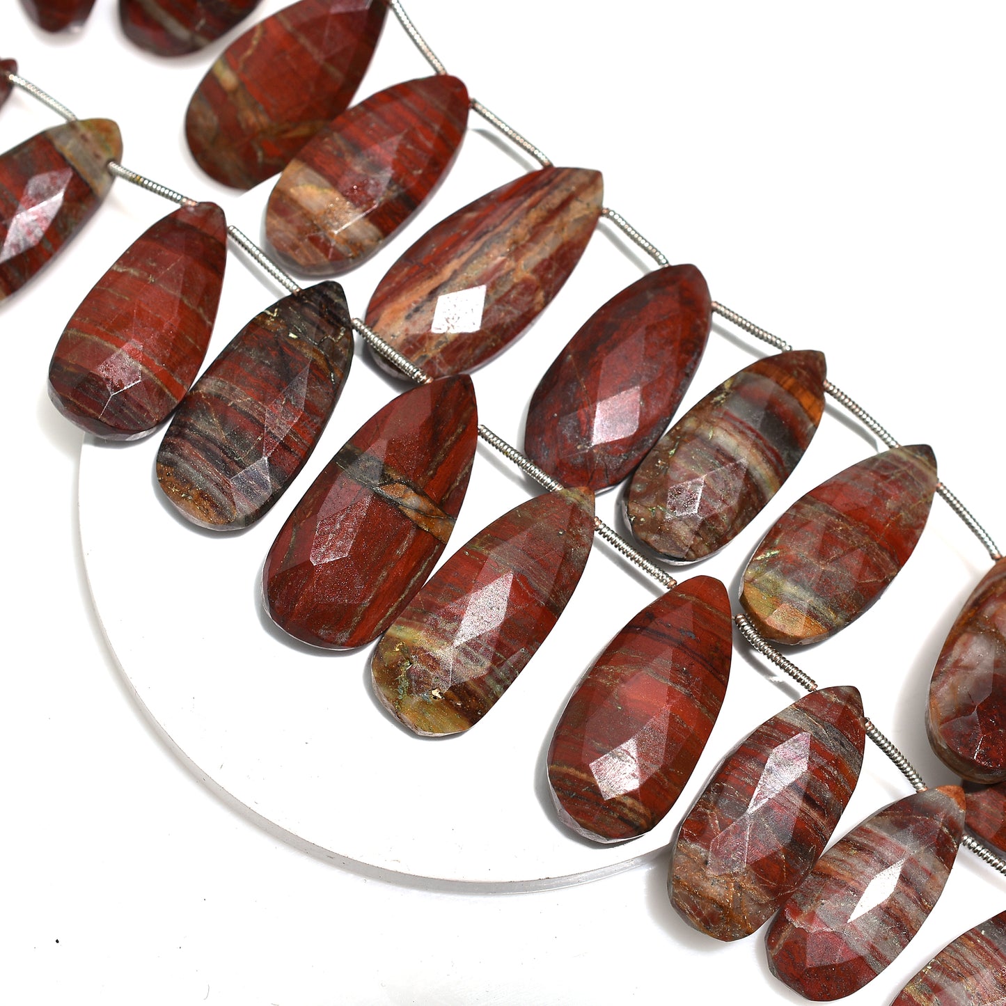 Vibrant Red Jasper Faceted Teardrop Gemstone Beads – 8 Inch Wholesale Strand For Jewelry Designers