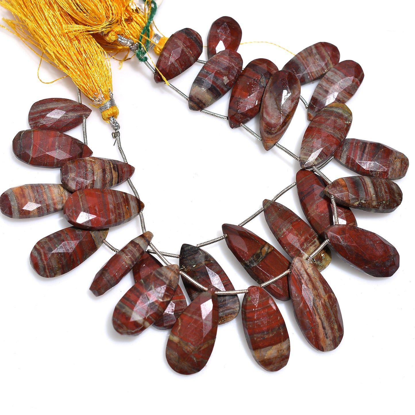 Vibrant Red Jasper Faceted Teardrop Gemstone Beads – 8 Inch Wholesale Strand For Jewelry Designers
