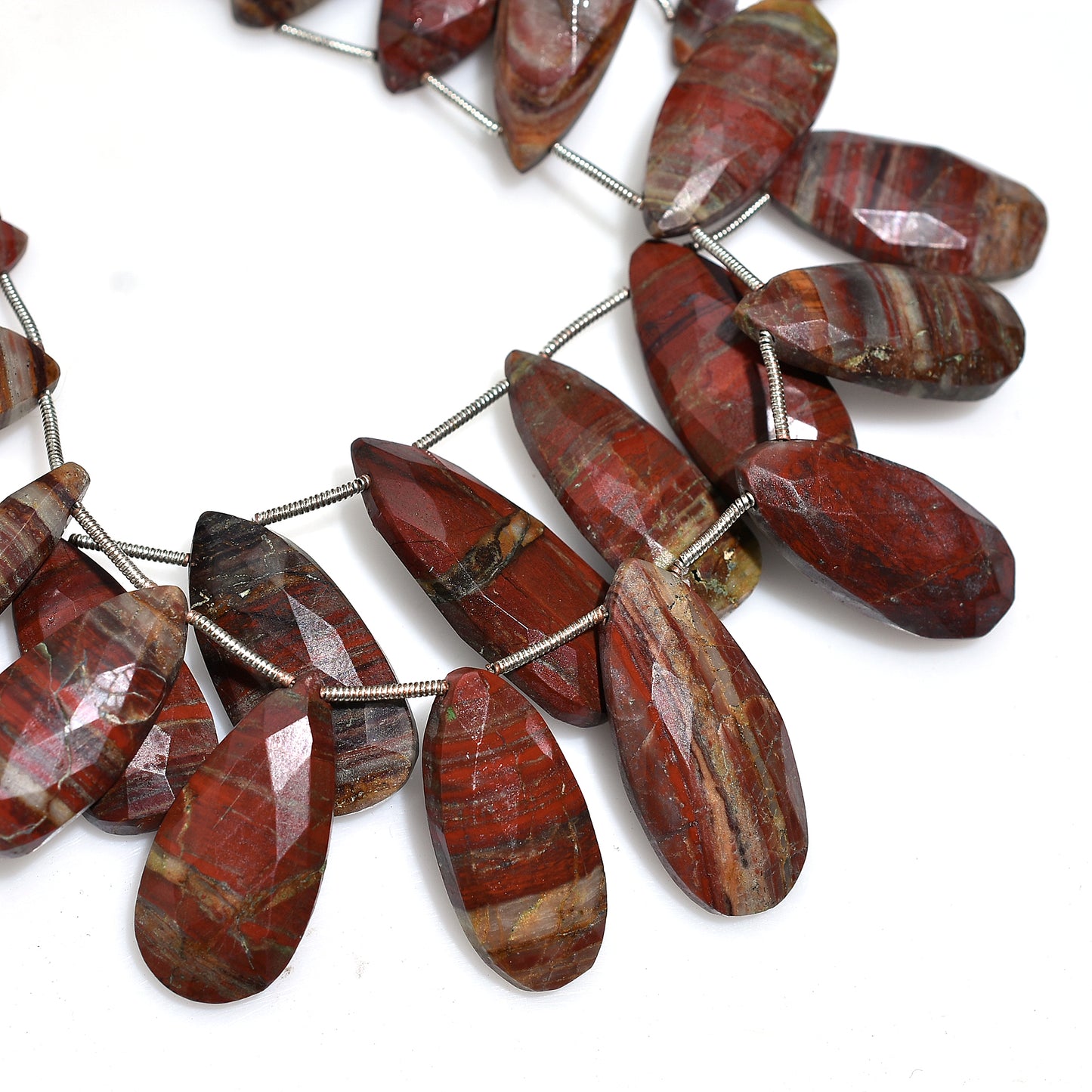 Vibrant Red Jasper Faceted Teardrop Gemstone Beads – 8 Inch Wholesale Strand For Jewelry Designers