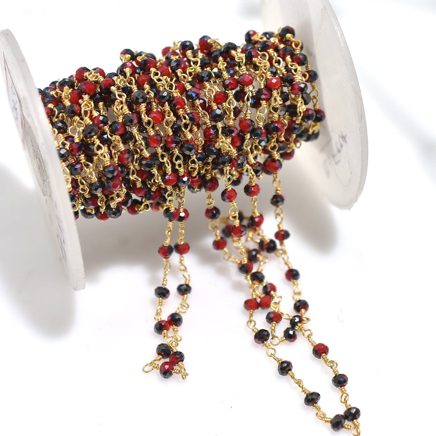 Elegant Mystic Red Ruby Hydro Bead Chain - Wholesale Gold Plated Rosary Strand For Jewelry