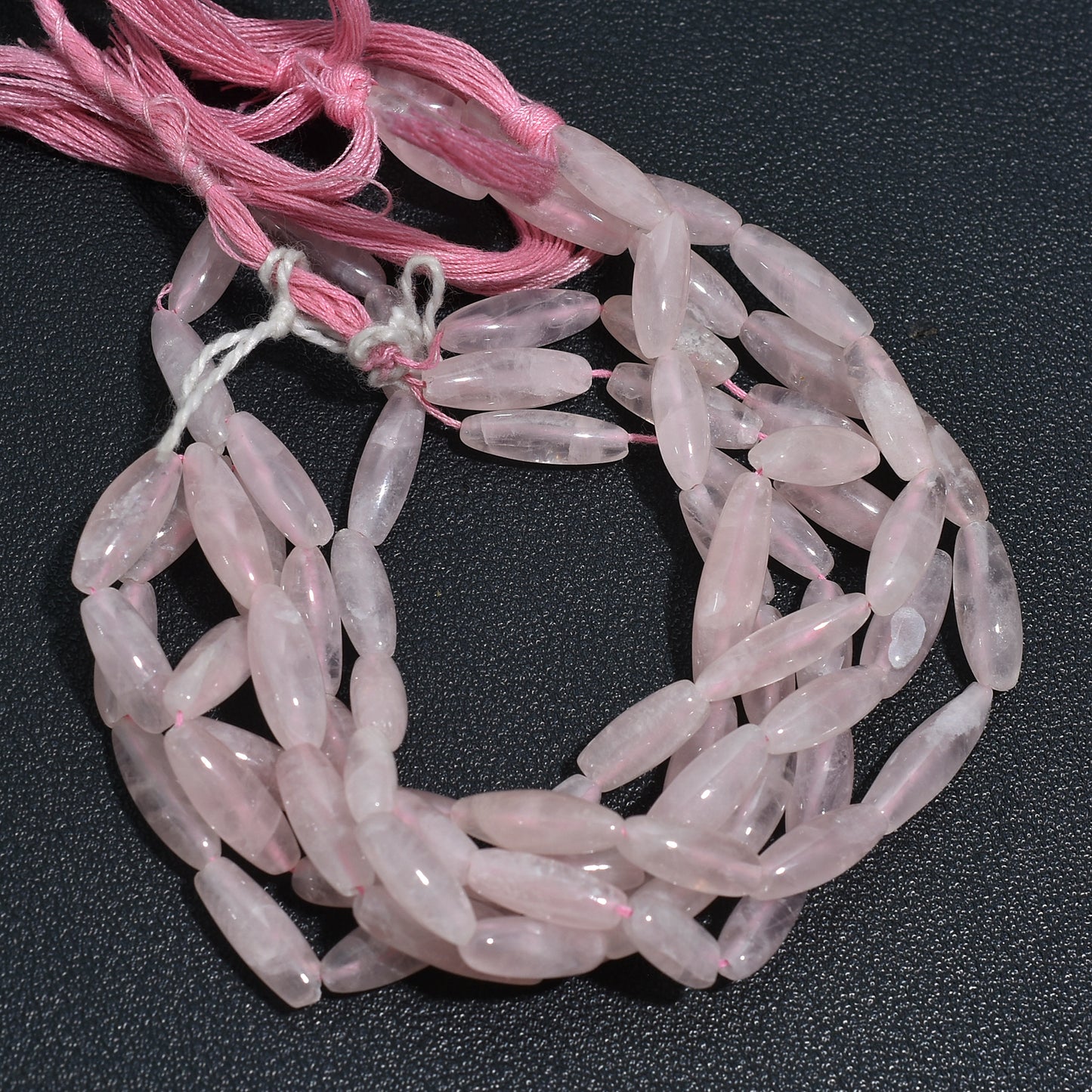 Natural Rose Quartz Rice Shape Beads – Polished Pink Gemstones for Jewelry Making