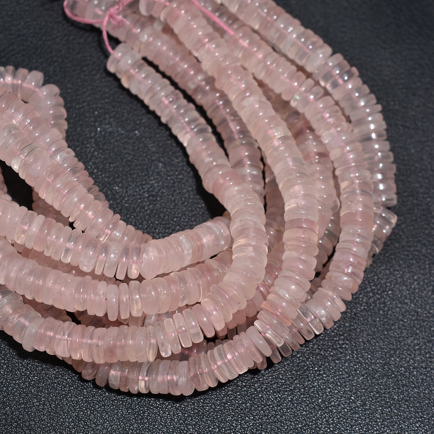 Gentle Rose Quartz Wheels Heishi Beads – Soft Pink Gemstone Discs for Jewelry Making