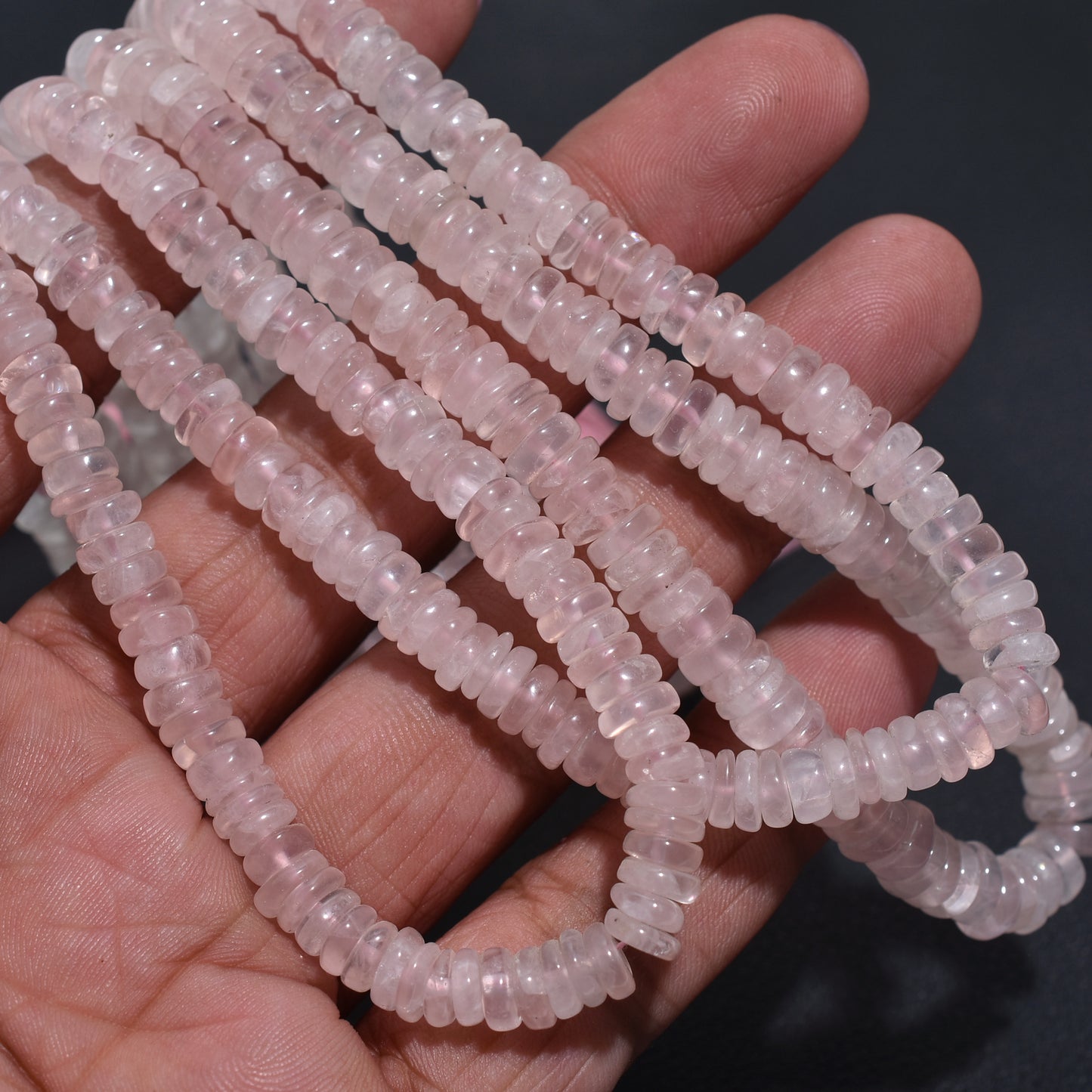 Trendy Rose Quartz Heishi Beads – Tyre Shape Gemstone Strand for Jewelry Making