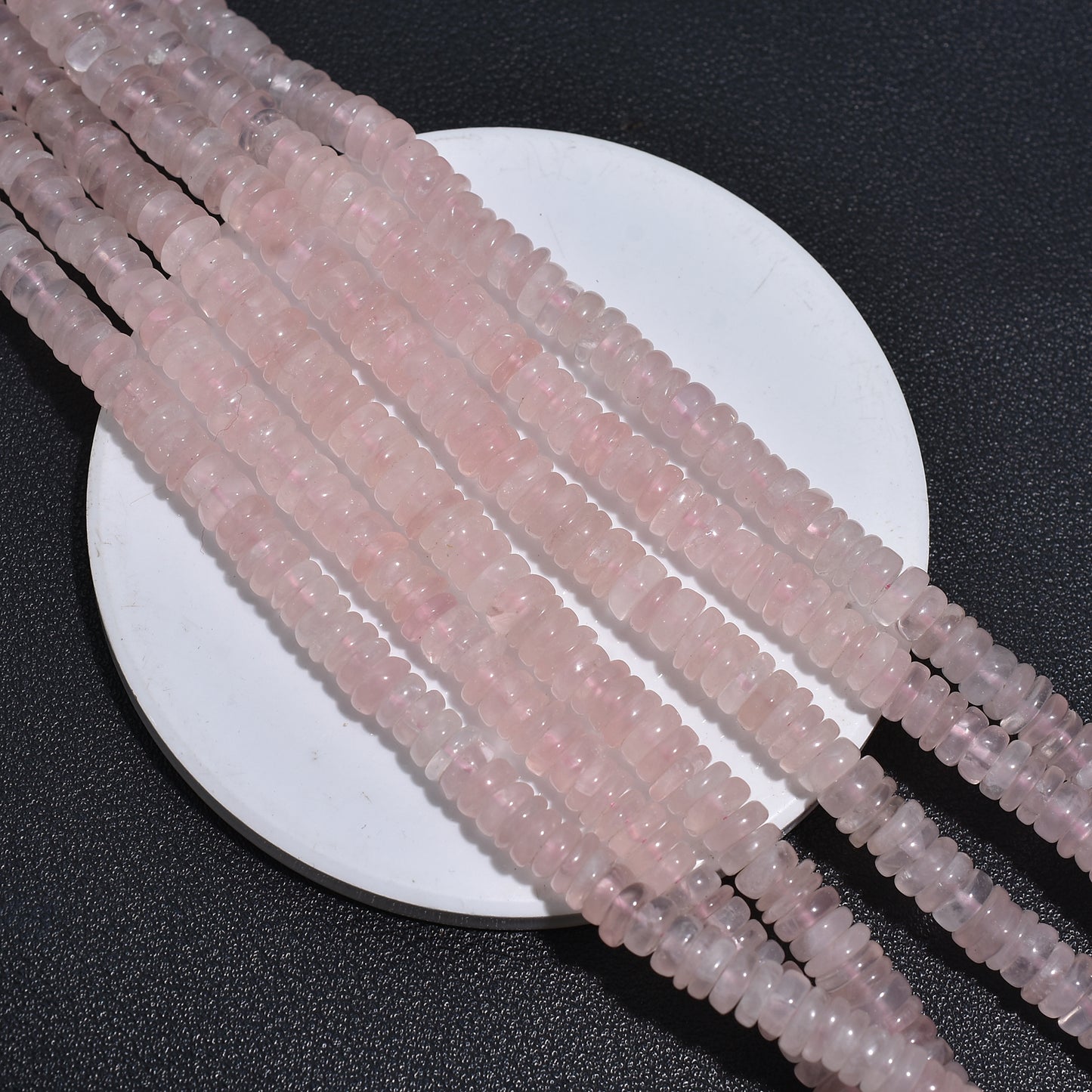 Trendy Rose Quartz Heishi Beads – Tyre Shape Gemstone Strand for Jewelry Making