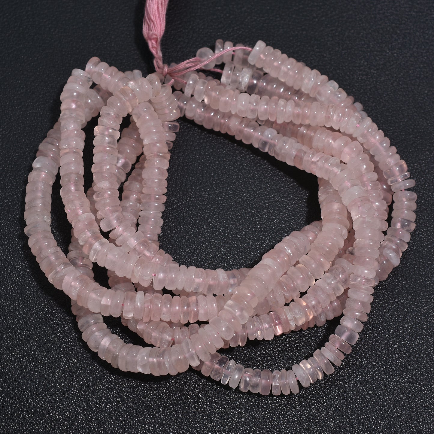 Trendy Rose Quartz Heishi Beads – Tyre Shape Gemstone Strand for Jewelry Making