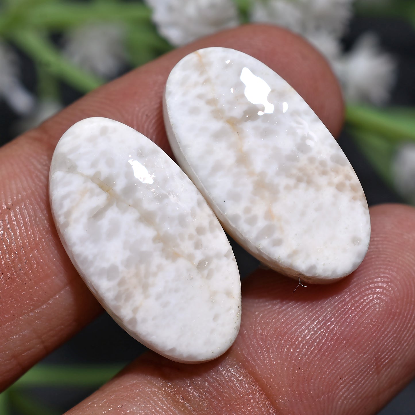 White Scolecite Oval Gemstone Pair – Premium Loose Stones For Designers
