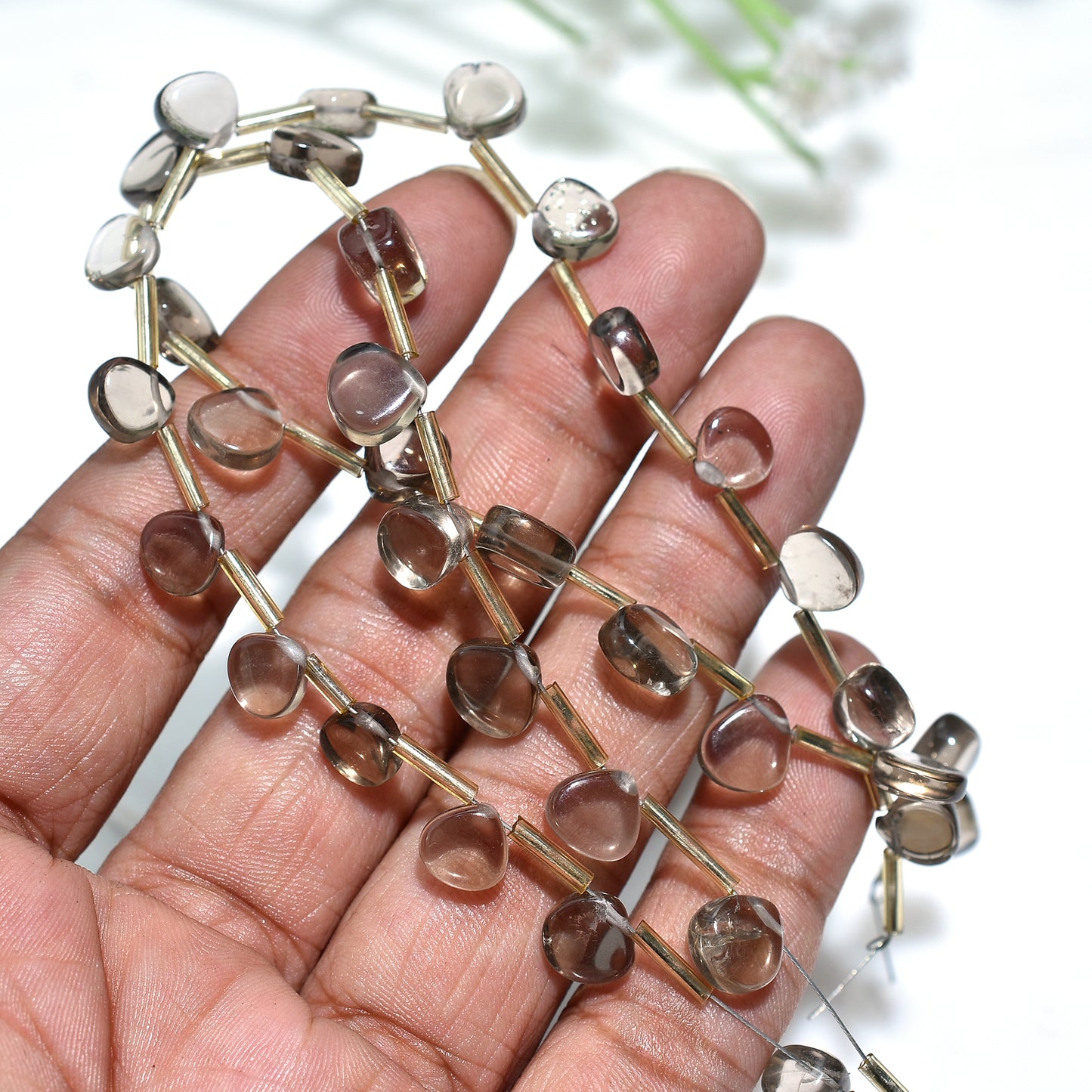 Natural Smoky Quartz Smooth Pear Beads – Wholesale Gemstone Strand For Crafts & Jewelry