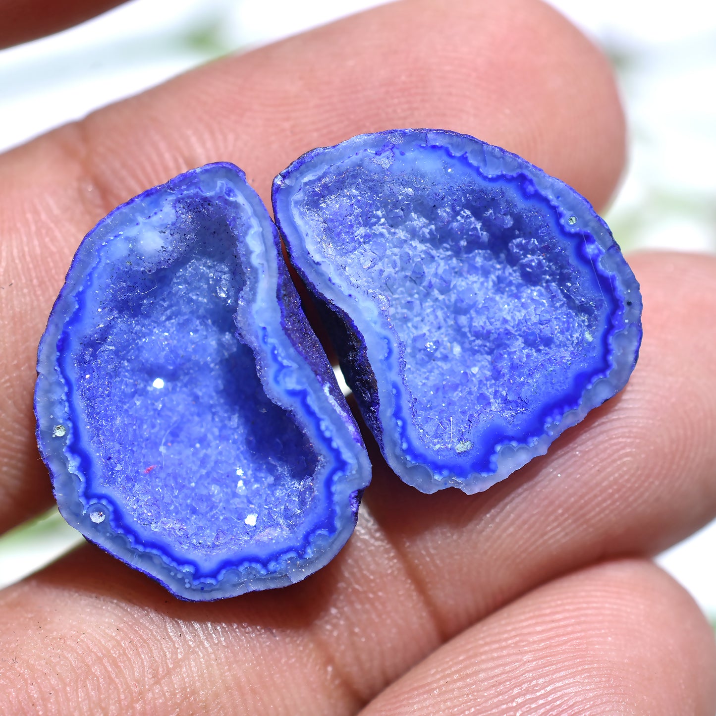 Beautiful Window Druzy Pair Cabochon - Small Dyed Solar Quartz Gemstone for Earrings