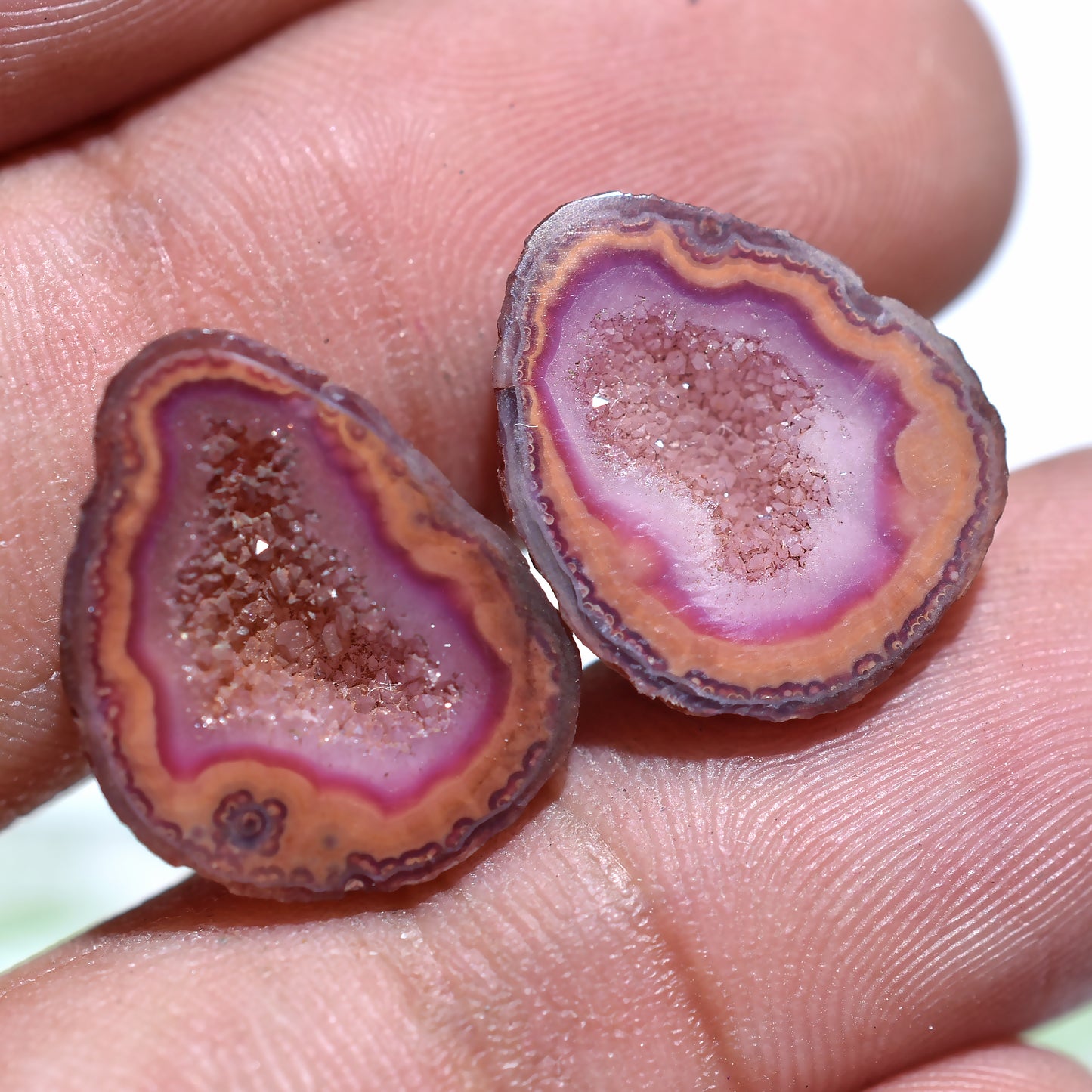 Brown Window Druzy Solar Quartz Pair – Sparkling Gemstones