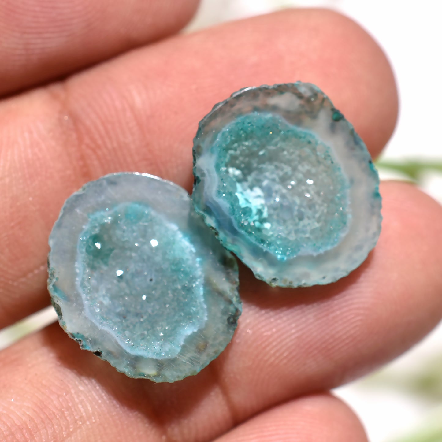 Shimmering Window Druzy Solar Quartz Pair Gemstone, Wholesale Loose Matched Earrings Set
