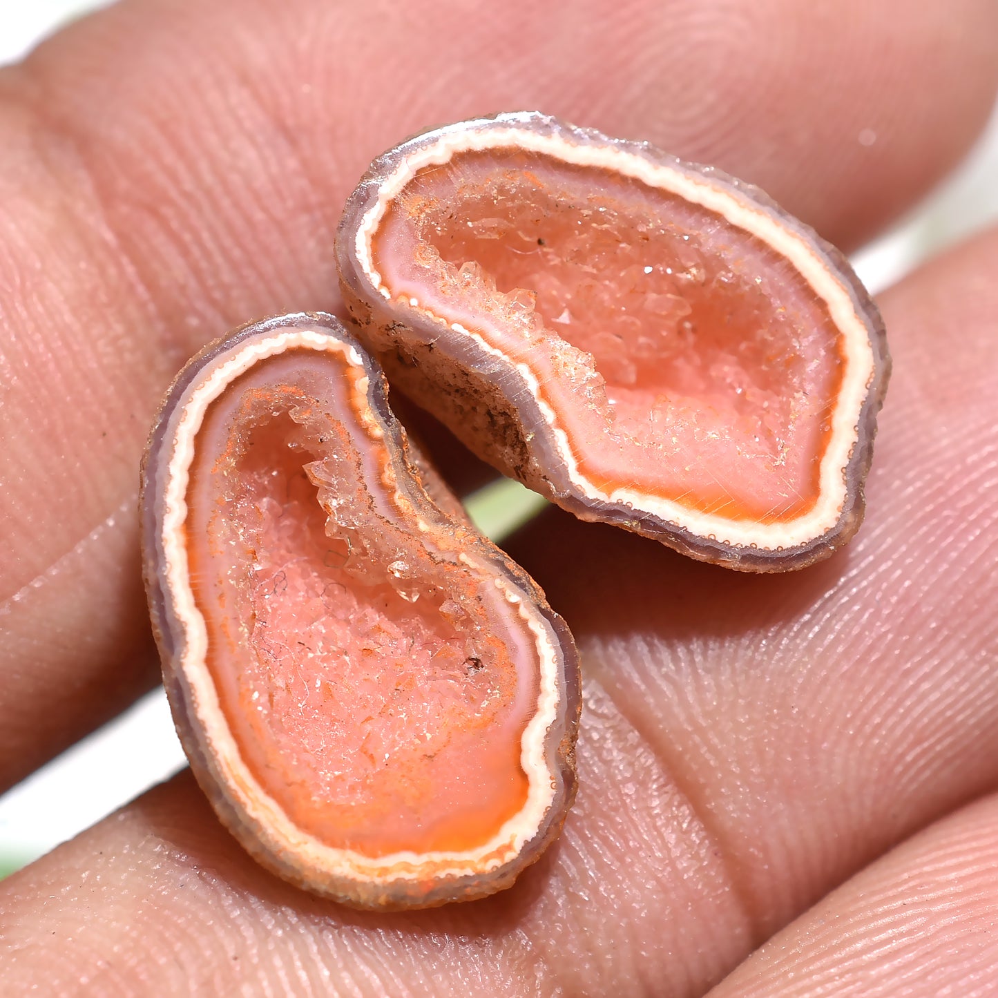 Orange Solar Quartz Druzy Pair – Sparkling Matched Gemstones (10x14x2mm,/9ct)