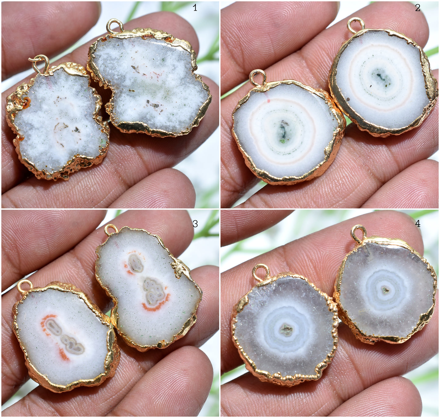White Solar Quartz Gold Electroplated Earrings Pair – Natural Gemstone Jewelry