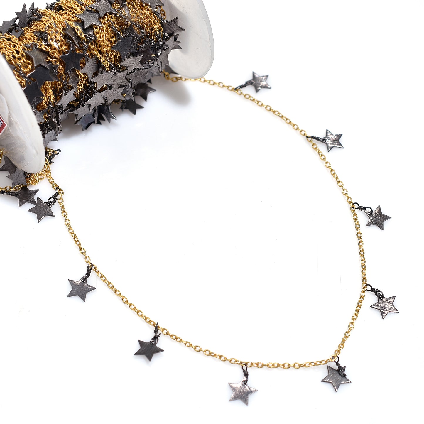 Luxury Black Star Charm Dangle Rosary Chain – Wholesale Gold Plated Links for DIY Jewelry