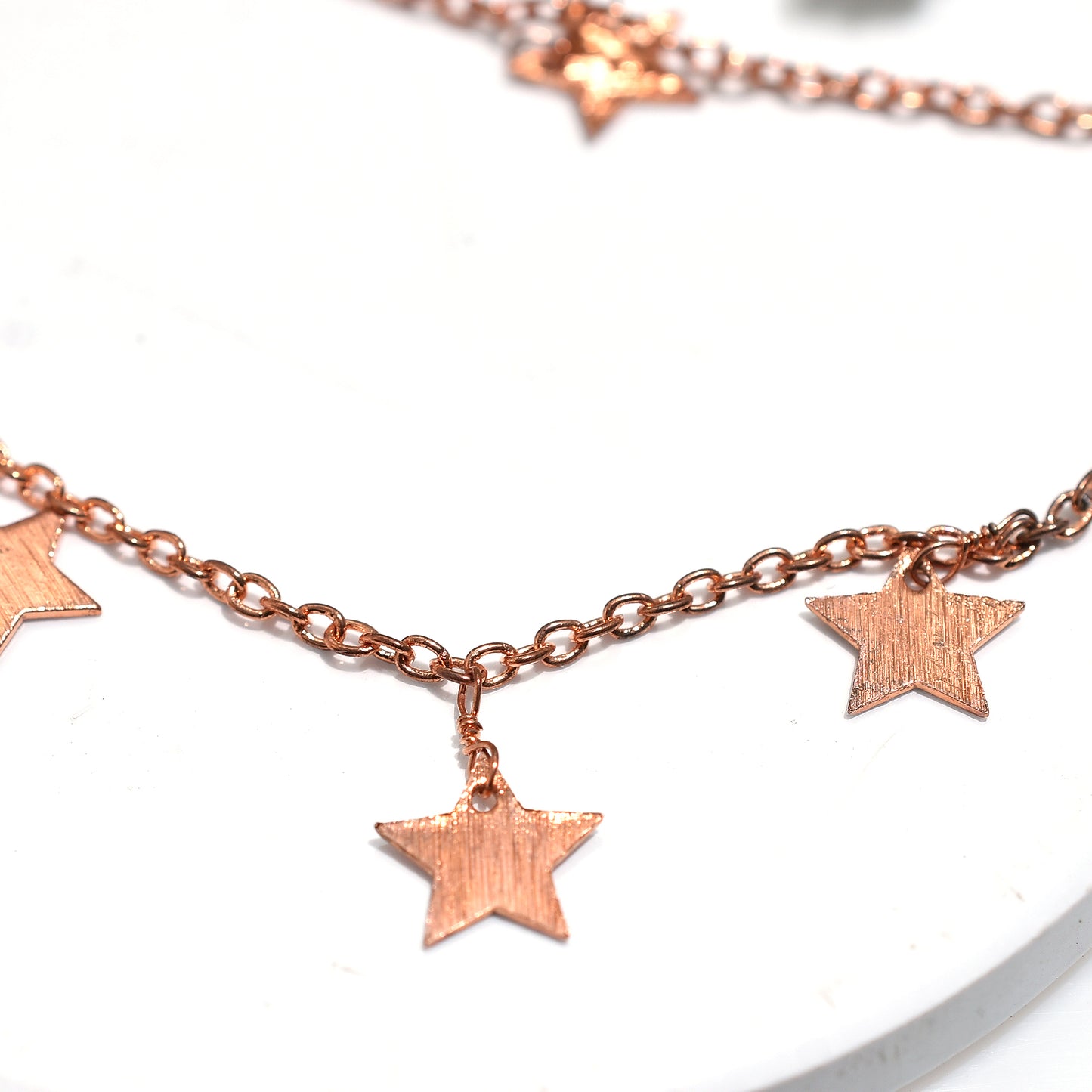 Rose Gold Plated Dangle Rosary Chain – Wholesale Star Link Chain Roll for Handmade Jewelry