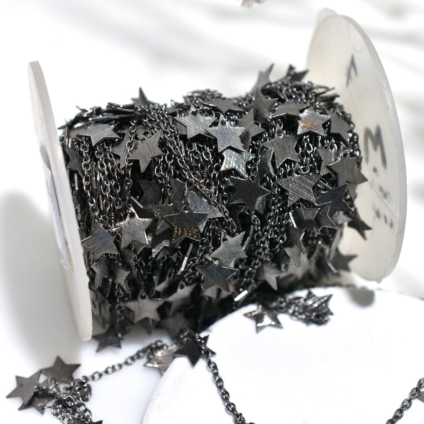 Stunning Star Drop Rosary Chain – Wholesale Black Plated Dangle Links for Crafts