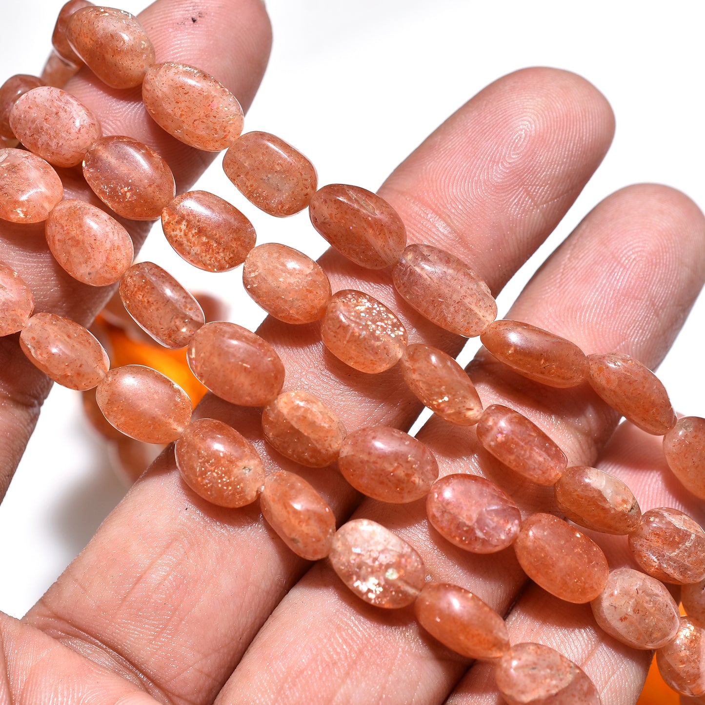 Wholesale Sparkling Sunstone Nuggets Beads – 7inch Tumbled Gemstone Strand for Jewelry Making