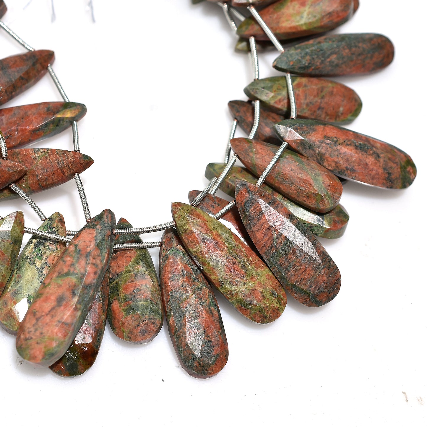 Unique Unakite Faceted Beads – WholesaleTeardrop Gemstones for Custom Jewelry