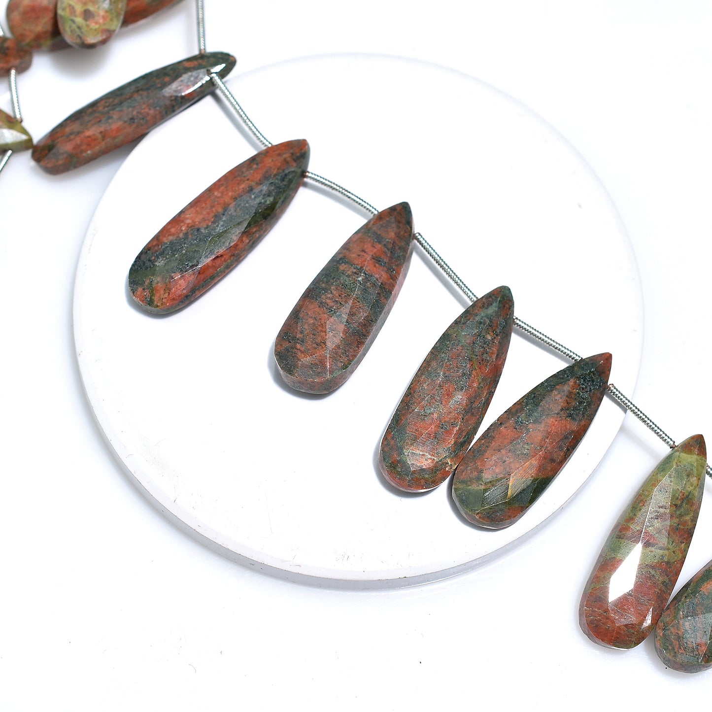 Unique Unakite Faceted Beads – WholesaleTeardrop Gemstones for Custom Jewelry