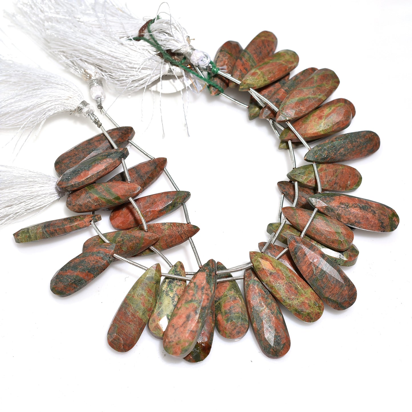 Unique Unakite Faceted Beads – WholesaleTeardrop Gemstones for Custom Jewelry