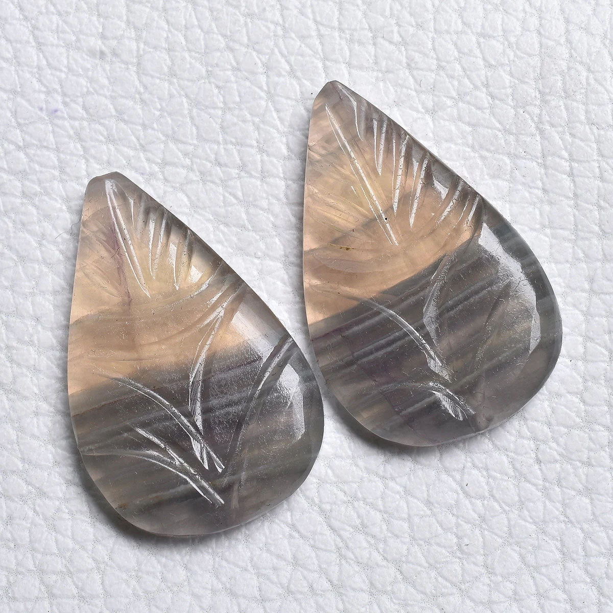 Rainbow Fluorite Gemstone Pair – Flower Carving Fluorite Stone, Carved Fluorite Gemstones, Wholesale Pair