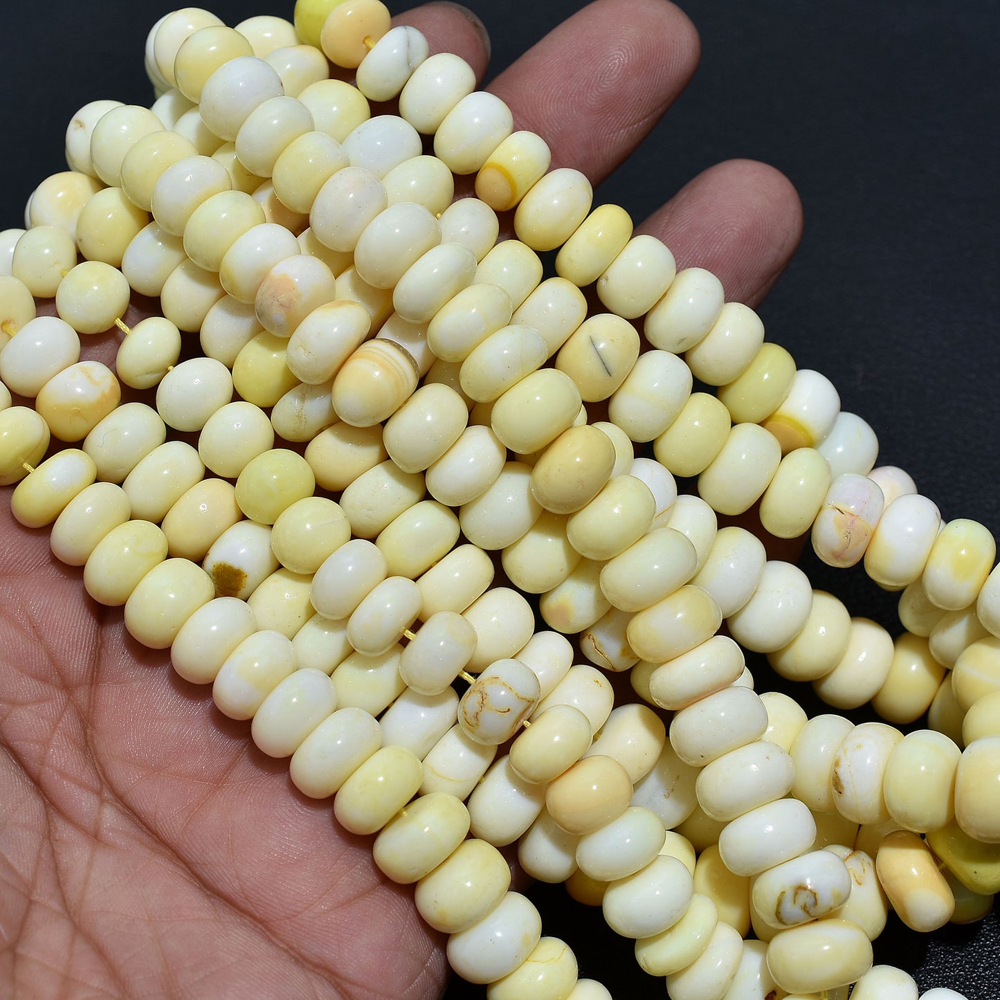 Yellow Opal Smooth Rondelle Gemstone Beads, 16 inch Wholesale Strand For DIY Creations