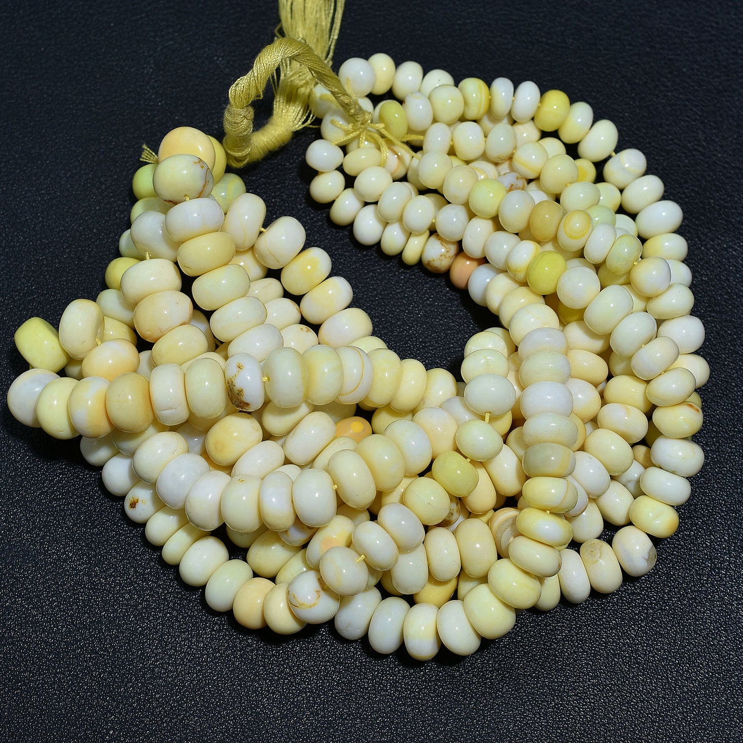 Yellow Opal Smooth Rondelle Gemstone Beads, 16 inch Wholesale Strand For DIY Creations