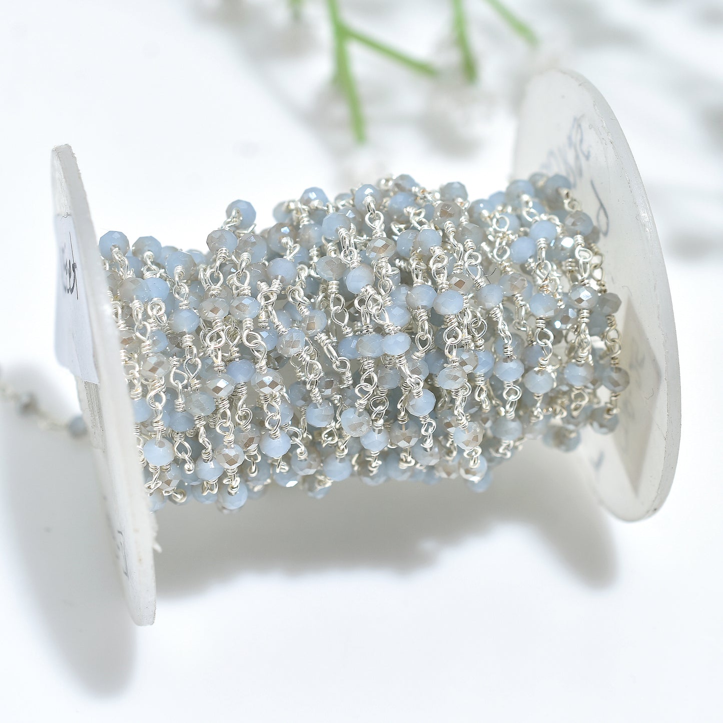 Gleaming Chalcedony Silver Coated Rosary Chain – Wholesale Silver Plated Hydro Gemstone Beads for Custom Creations
