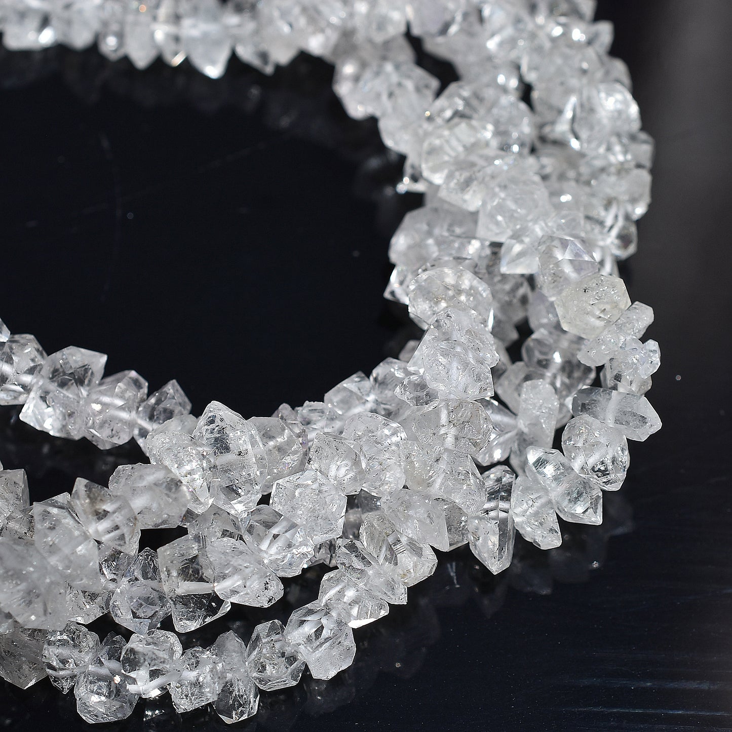 Real Herkimer Diamond Uneven Beads – Raw Quartz Crystal Strand for Wholesale StoneJewelry