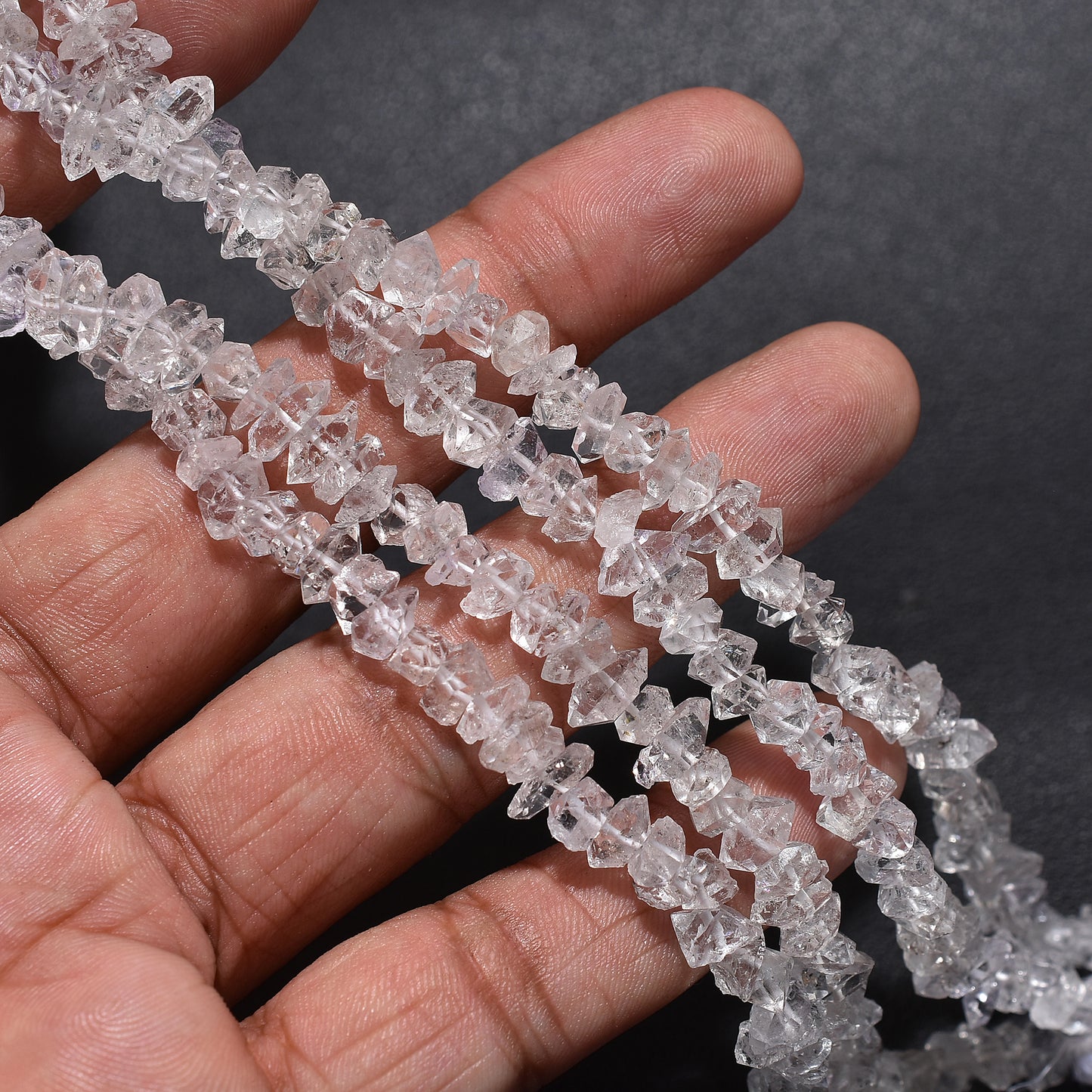 Real Herkimer Diamond Uneven Beads – Raw Quartz Crystal Strand for Wholesale StoneJewelry