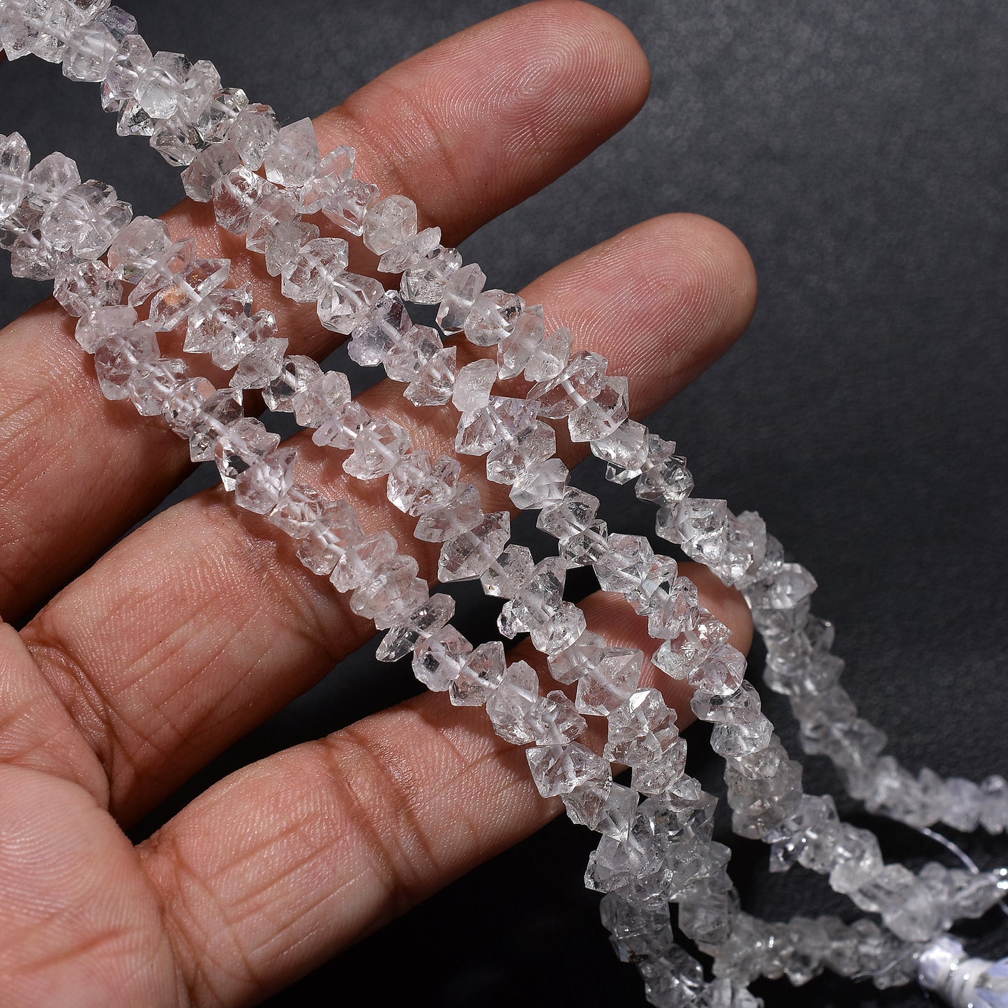 Real Herkimer Diamond Uneven Beads – Raw Quartz Crystal Strand for Wholesale StoneJewelry
