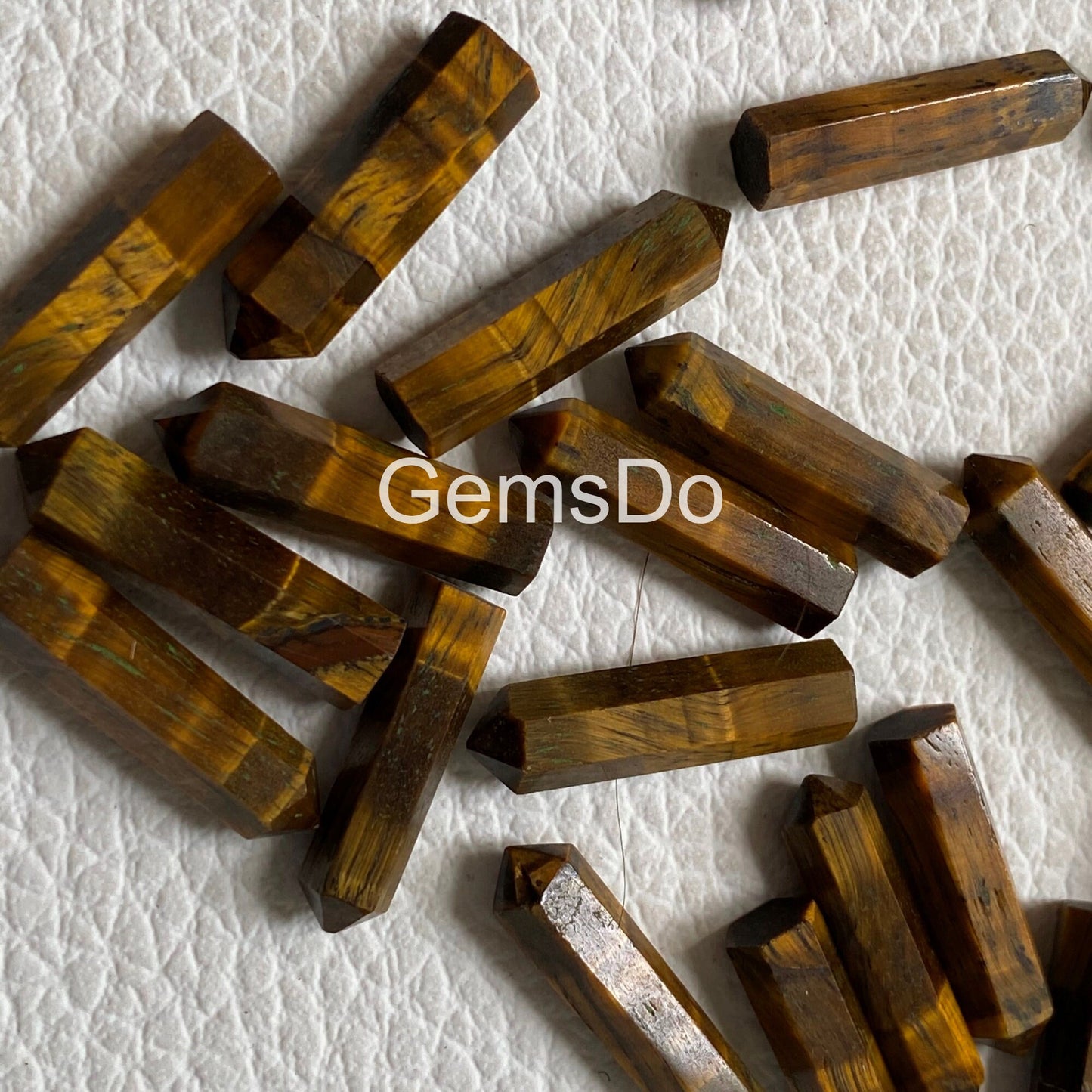 Tiger Eye Pencil Point Gemstone Lot – Single Terminated Bullet Healing Wand (24-40mm)