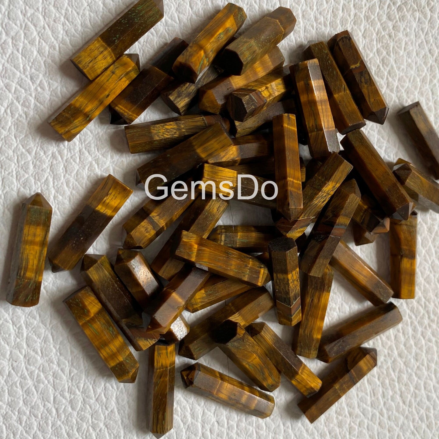 Tiger Eye Pencil Point Gemstone Lot – Single Terminated Bullet Healing Wand (24-40mm)