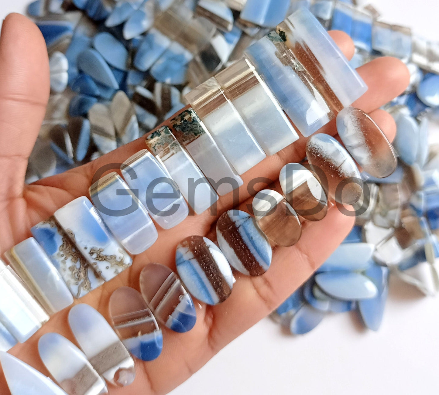 Blue Opal Earrings Pair - Natural Mixed Shape Matched Gemstone Pairs for Earrings