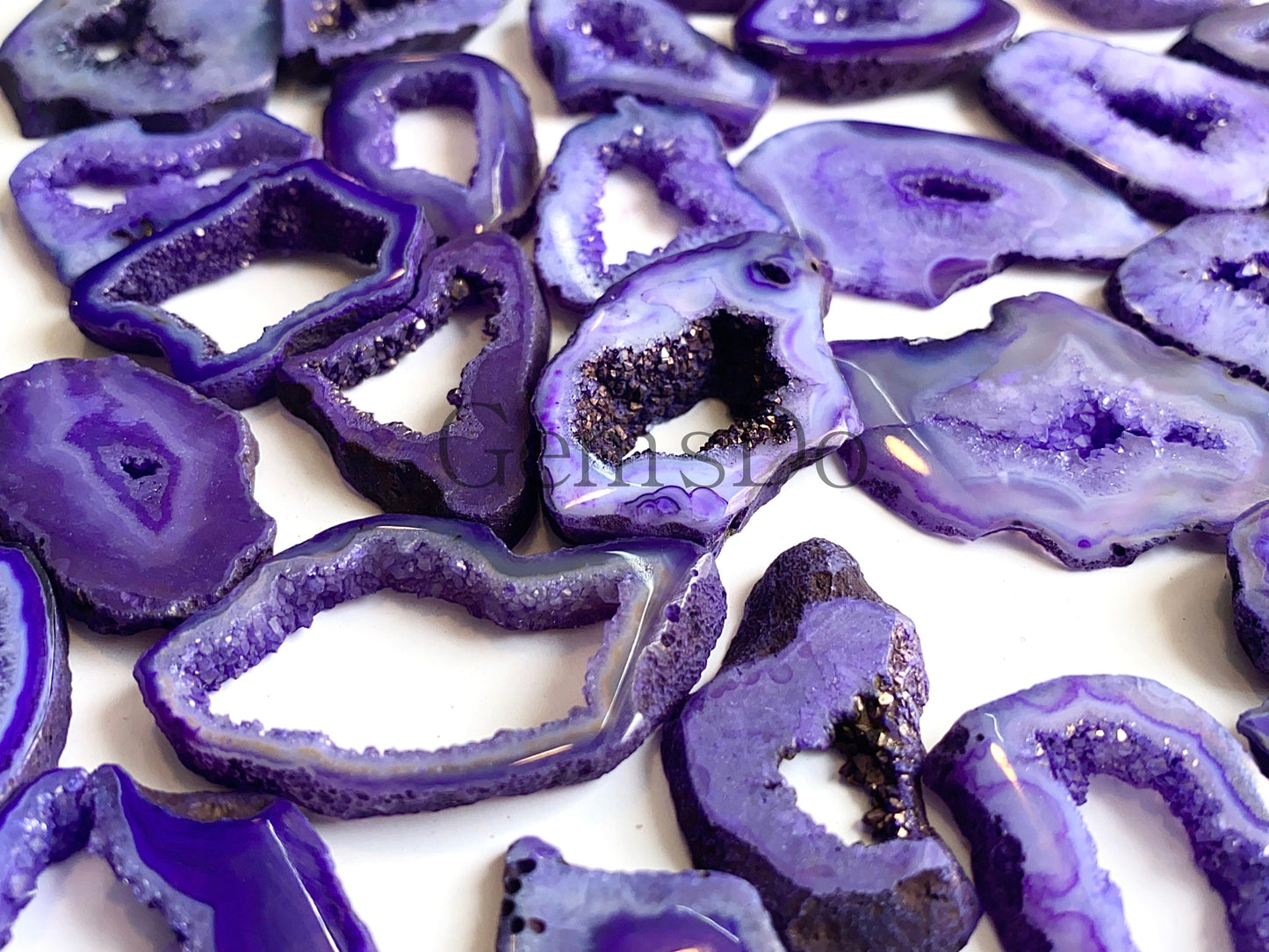 Purple Window Druzy Agate Slices for Pendant Cabochons, Wholesale Crystal DIY Jewelry Gifts