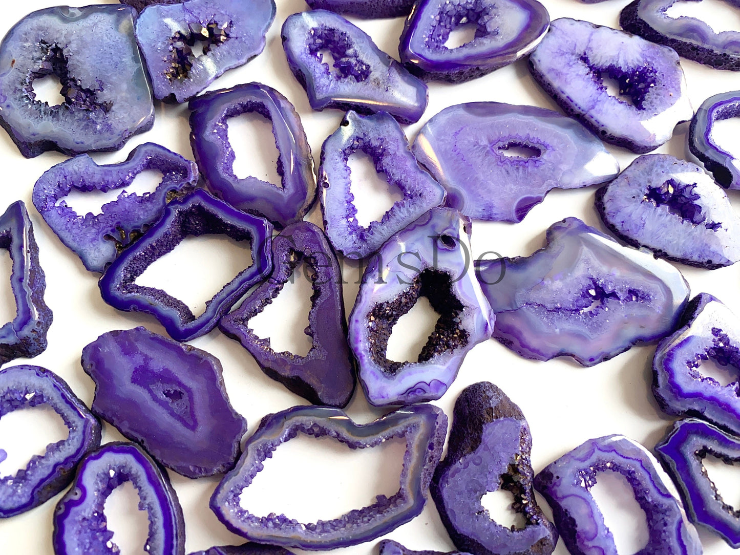 Purple Window Druzy Agate Slices for Pendant Cabochons, Wholesale Crystal DIY Jewelry Gifts