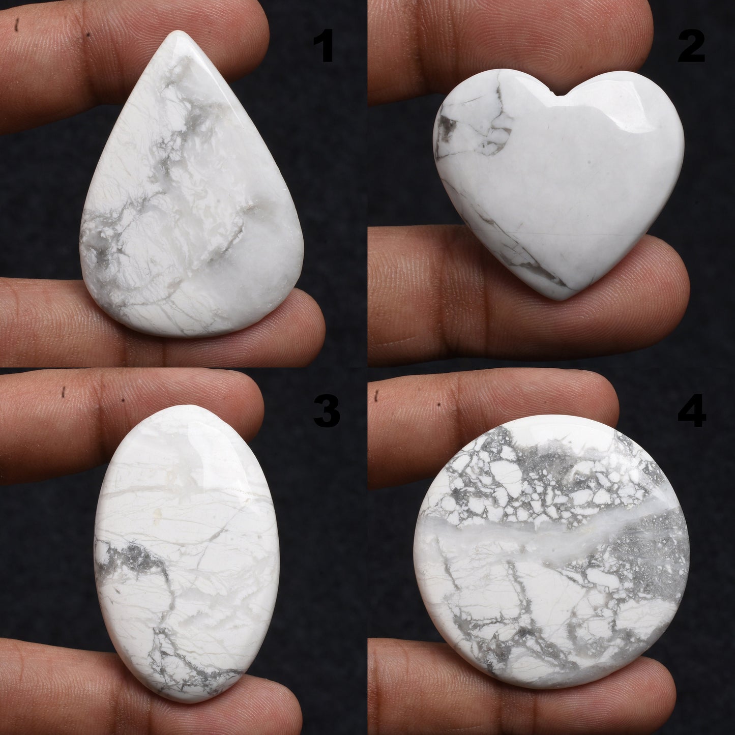 Natural High-Quality Howlite Cabochons – Hand-Polished Gemstones for Jewelry Making