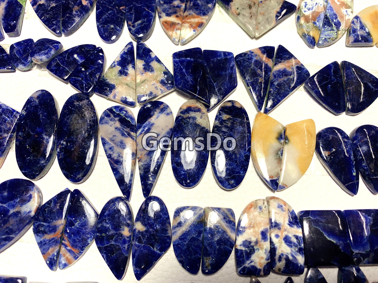 Bulk Sodalite Cabochon Pair Wholesale Lot, Sodalite Gemstone Smooth Pair
