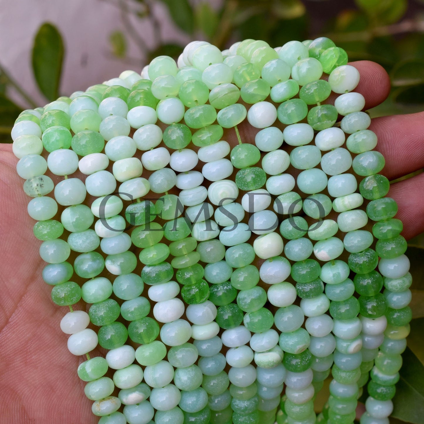 Green Opal Rondelle Beads - Smooth 16" Strand, Wholesale Opal Beads