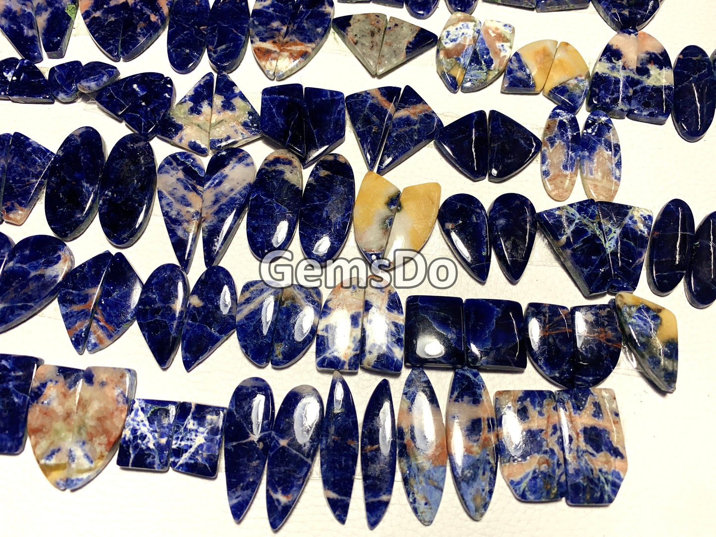 Bulk Sodalite Cabochon Pair Wholesale Lot, Sodalite Gemstone Smooth Pair