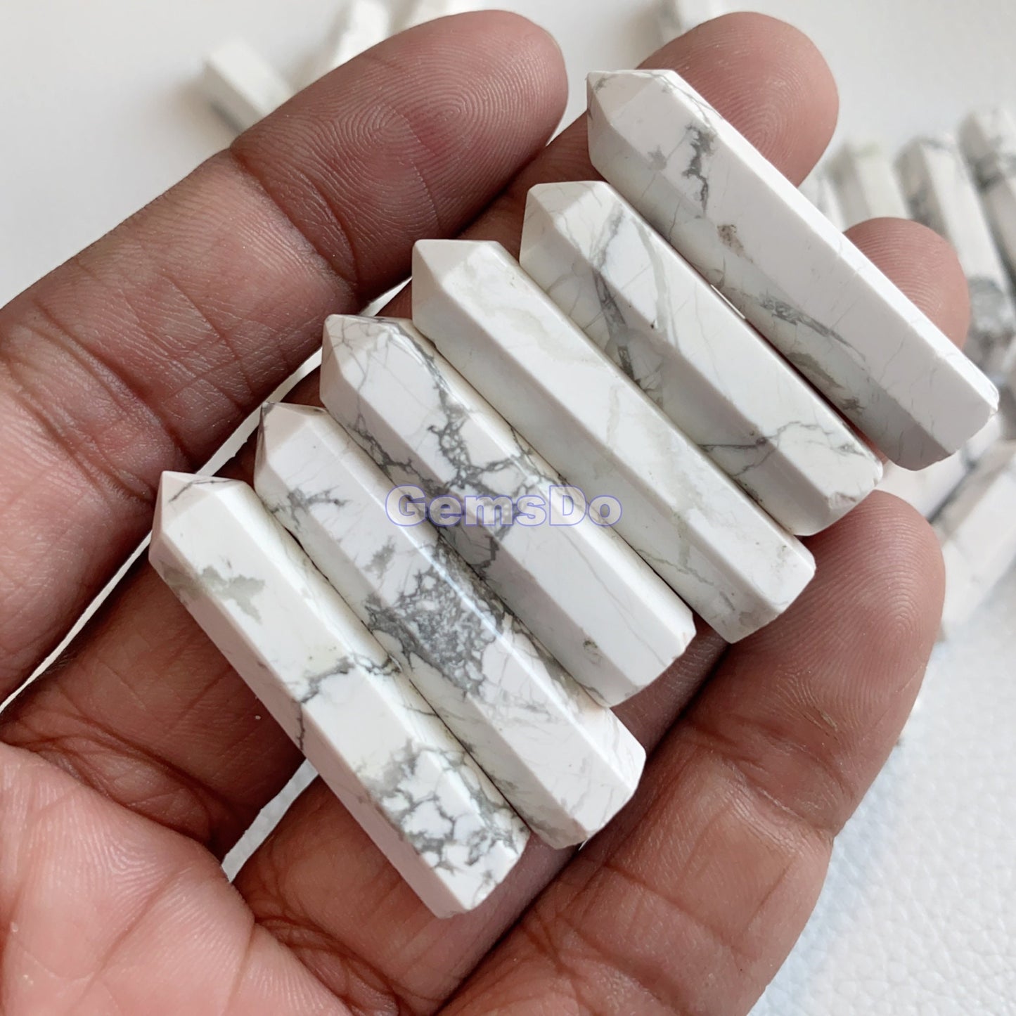 Bulk Lot Howlite Pointed Crystal, White Howlite Tower Crystal Gemstone, Faceted Howlite Single Point Stone, Obelisk Crystal, Crystal Wands